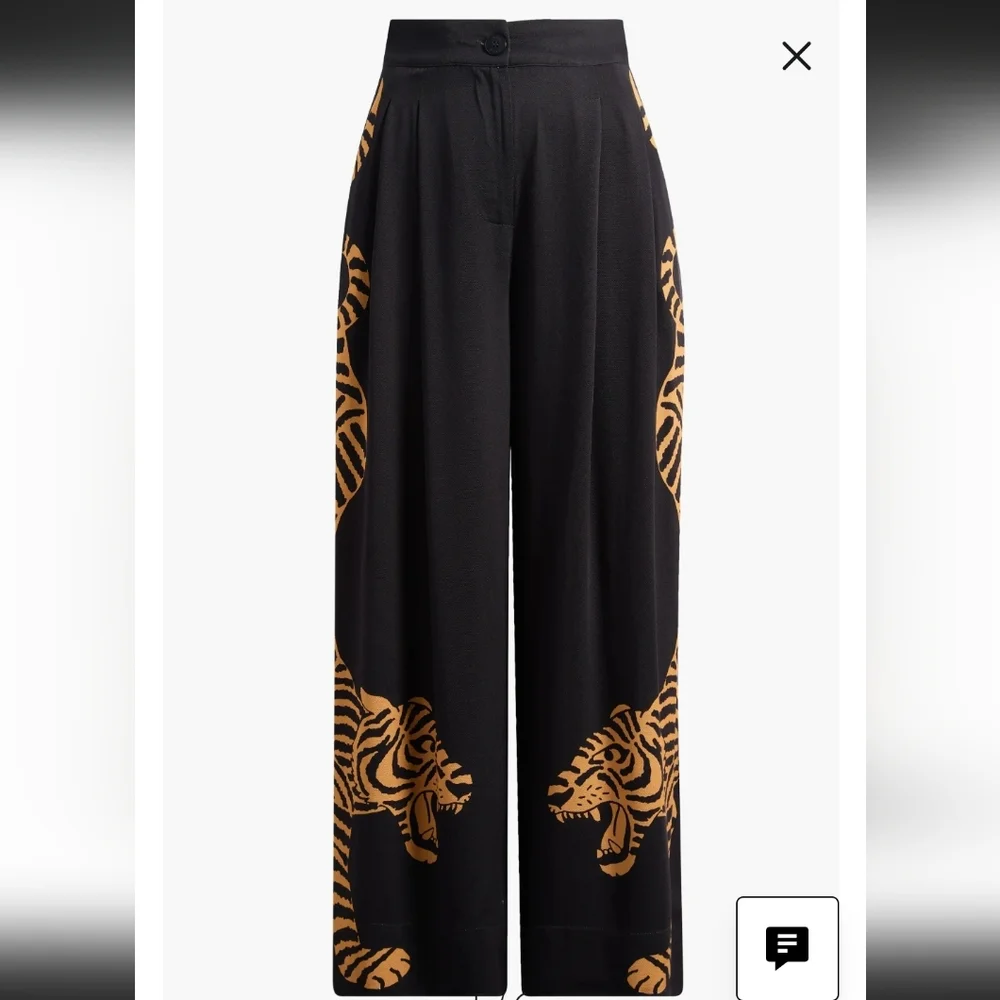 MWOT FARM RIO BLACK TIGER WIDE LEG PAMTS IN BLACK - Picture 3 of 11